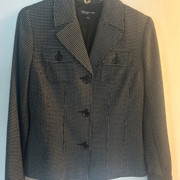 Navy and White check Women's Jones Signature Jacket Sz. 8 - Picture 1 of 6